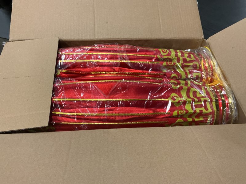 Condition photo showing Good Condition for Baquler 2 Pcs Chinese New Year Lanterns 2026 Large 15.8 Inch Silk Chinese Lantern Traditional Hanging Lamp Mid Autumn Festival Decoration for Traditional Festival Celebration