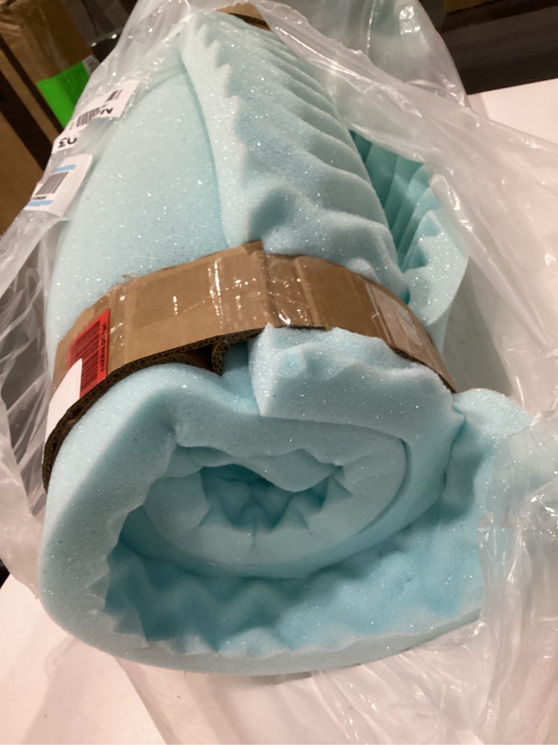 Condition photo showing As Is for lucid 2 inch zoned gel memory foam mattress topper, queen 2 inch queen gel