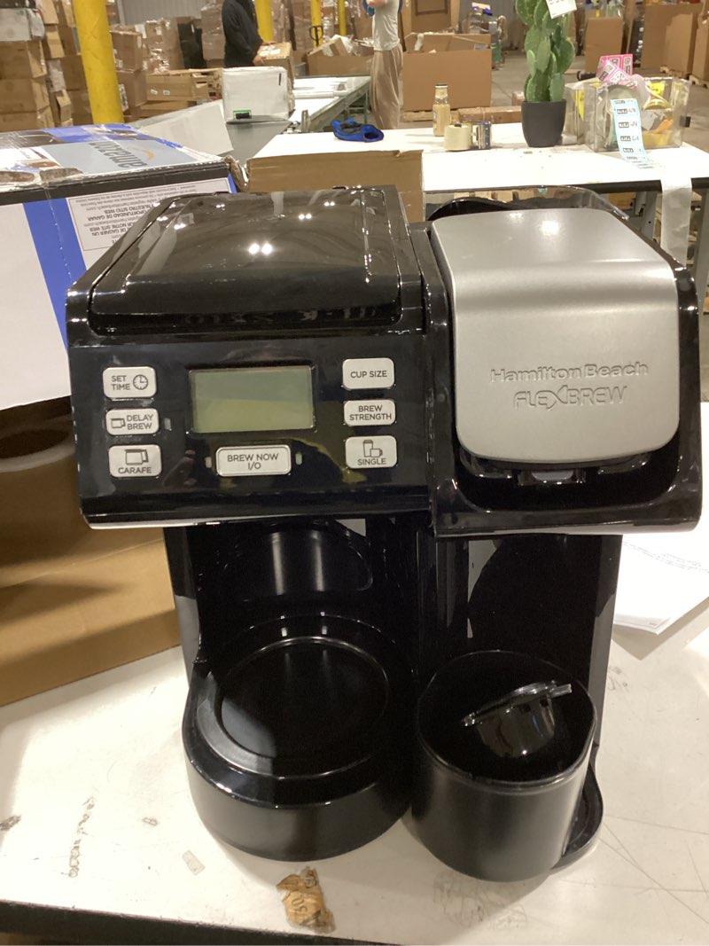 Condition photo showing As Is for Hamilton Beach FlexBrew Trio 2-Way Coffee Maker, Compatible with K-Cup Pods or Grounds, Combo, Single Serve & Full 12c Pot, Black - Fast Brewing (49902)