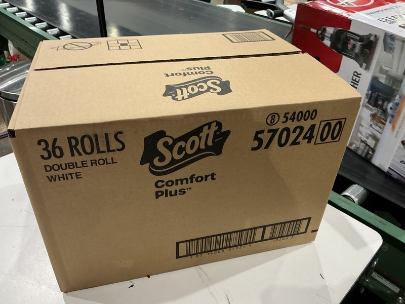Condition photo showing New/Like New for scott comfortplus toilet paper, 36 double rolls, 231 sheets per roll, septic-safe, 1-ply toilet tissue double 231 sheets (pack of 36)