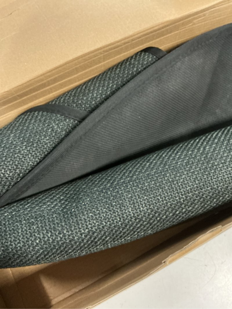 Condition photo showing As Is for corner rug, high density 3d weaving linen-like fabric l shaped rug, rubber backed kitchen rugs, wear-resistant, stain-resistant, quick-absorbing,black,2'4" x 2'4" 2'8" x 2'8" (semicircular) black