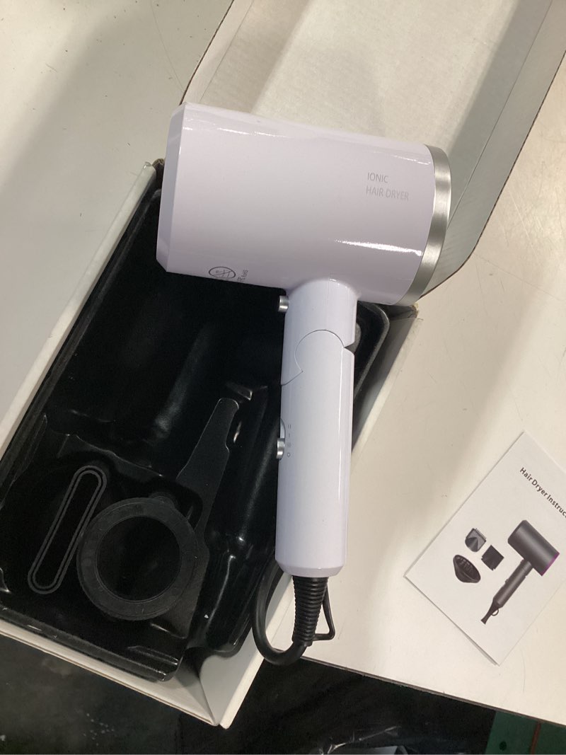 Condition photo showing As Is for hair dryer with diffuser, confu blow dryer for curly hair for women men, 21000prm travel hair dryer, portable lightweight fast drying negative ion hairdryer for home & travel