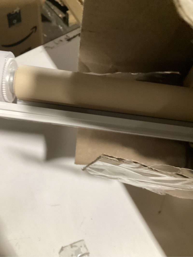 Condition photo showing As Is for LazBlinds No Tools No Drill Cordless Roller Shades, Light Filtering Roller Blinds for Windows, Thermal Insulated UV Protection Roll Up Window Blinds and Shases, 28'' W x 72'' H, Beige Beige-light Filtering 28'' W x 72'' H