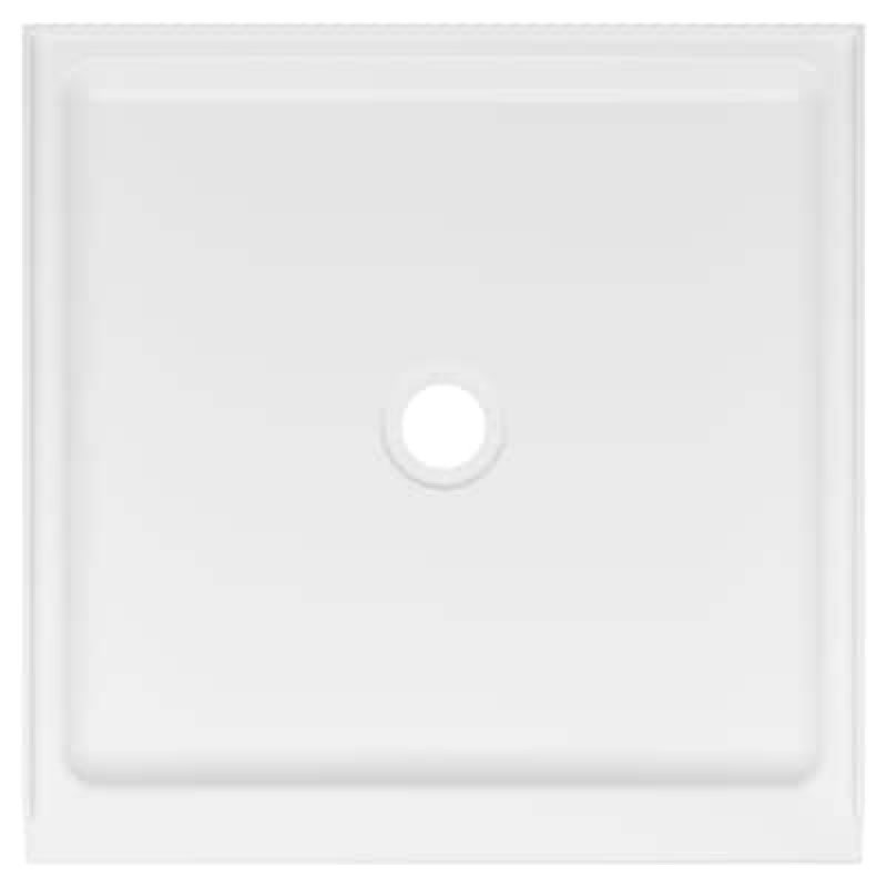 american standard mainstream 32-in w x 32-in l center arctic white single threshold square shower pan base with 3.25-in h threshold