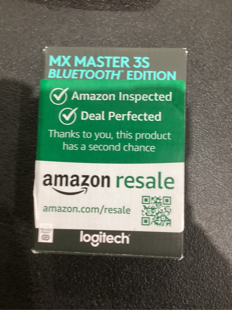 Condition photo showing New/Like New for Logitech MX Master 3S Bluetooth Edition Wireless Mouse, No USB Receiver - Ultra-Fast Scrolling, Ergo, 8K DPI, Track on Glass, Quiet Clicks, Works with Apple Mac, Windows PC, Linux, Chrome - Graphite Graphite Mouse w/o USB Receiver
