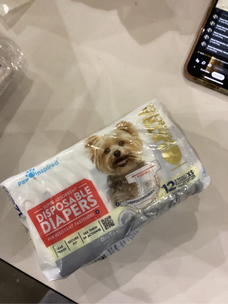 Condition photo showing As Is for Paw Inspired Disposable Dog Diapers | Female Dog Diapers Ultra Protection | Diapers for Dogs in Heat, Excitable Urination, or Incontinence (12&144 Count) (X-Small (12 Count))