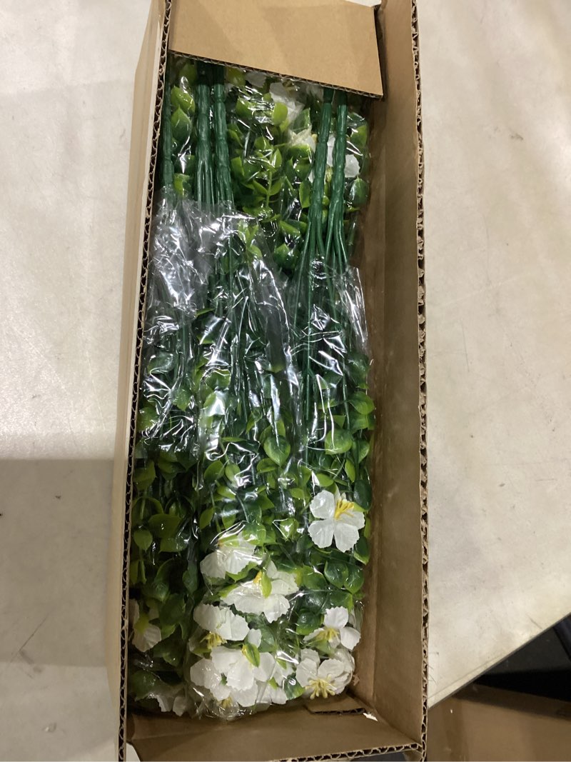 Condition photo showing Good Condition for outdoor artificial flowers uv resistant & fade proof, 12 pack realistic fake flowers for garden, patio, lawn decor - weatherproof plastic plants (white)