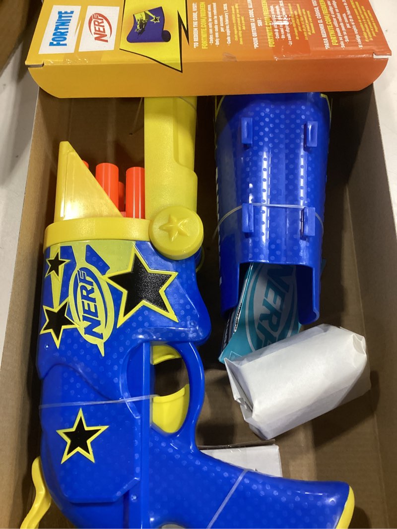 Condition photo showing Good Condition for Nerf Fortnite Half Tone Hero Blaster, Bonus Code to Unlock Half Tone Hero Wrap in The Game, Break Open Loading, 12 Nerf Elite Darts, Fortnite Gifts