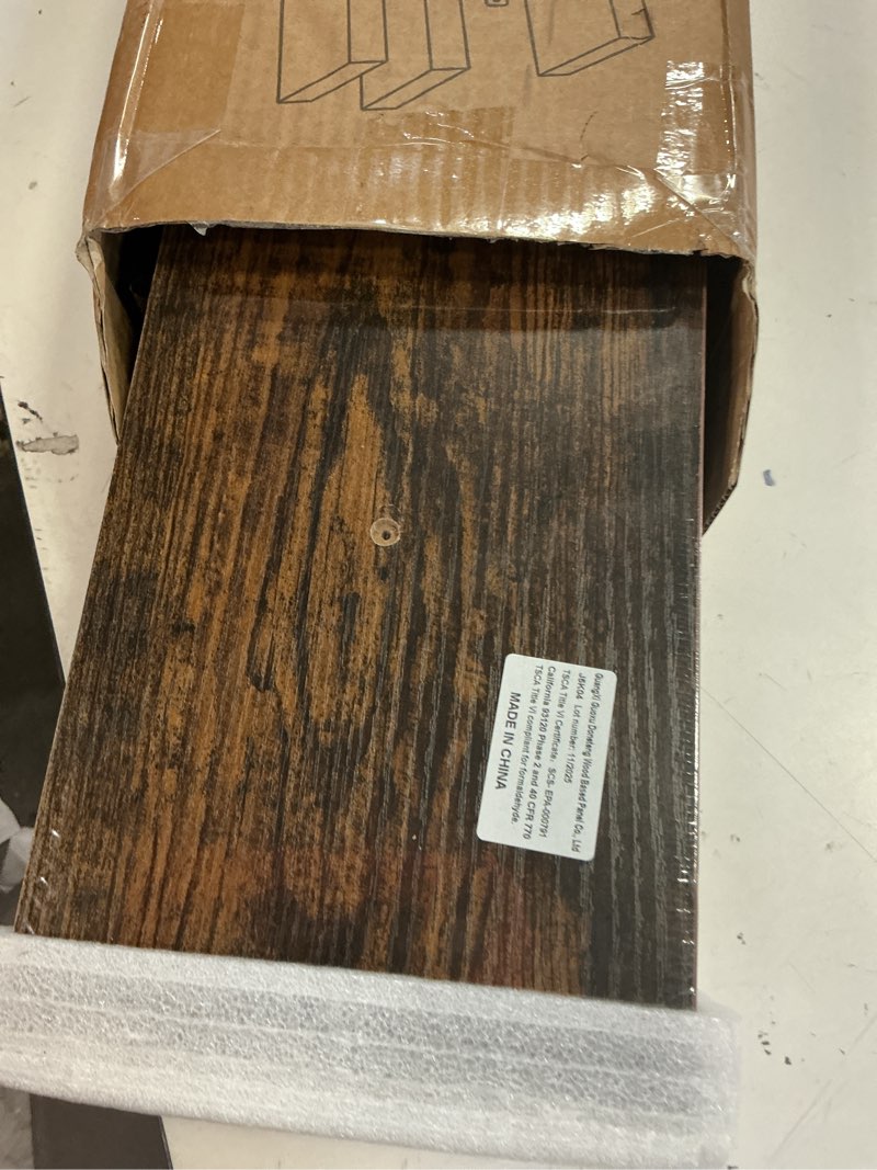 Condition photo showing Good Condition for bayka floating shelves for wall, 22.5 inch rustic wood wall mounted shelving for bathroom, bedroom, living room, kitchen & book, hanging display decor shelf with 22 lbs (rustic brown,set of 3) b. rustic brown - americana farmhouse style 3 22.5inches
