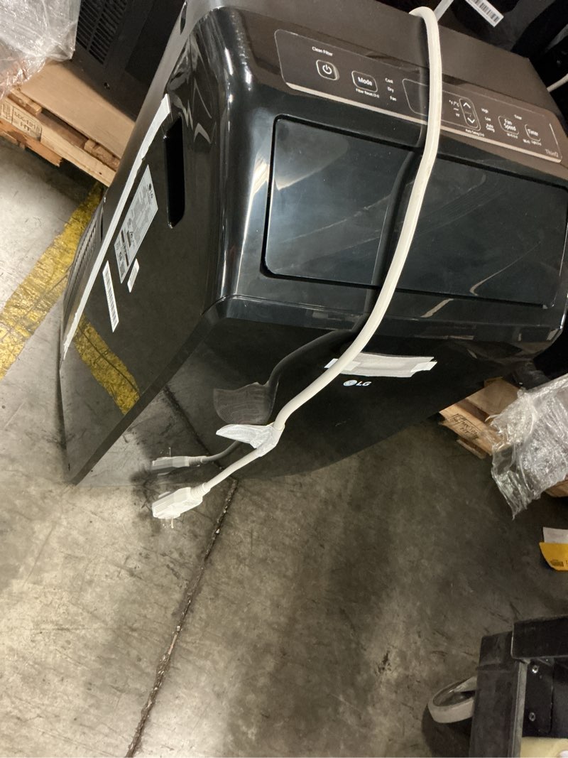 Condition photo showing As Is for lg 10000 btu (doe) / (13500 ashrae) portable air conditioners cools 450 sqft easy install & wifi app remote eco-friendly, quiet medium & large room air conditioner ac unit home black lp1023bssm