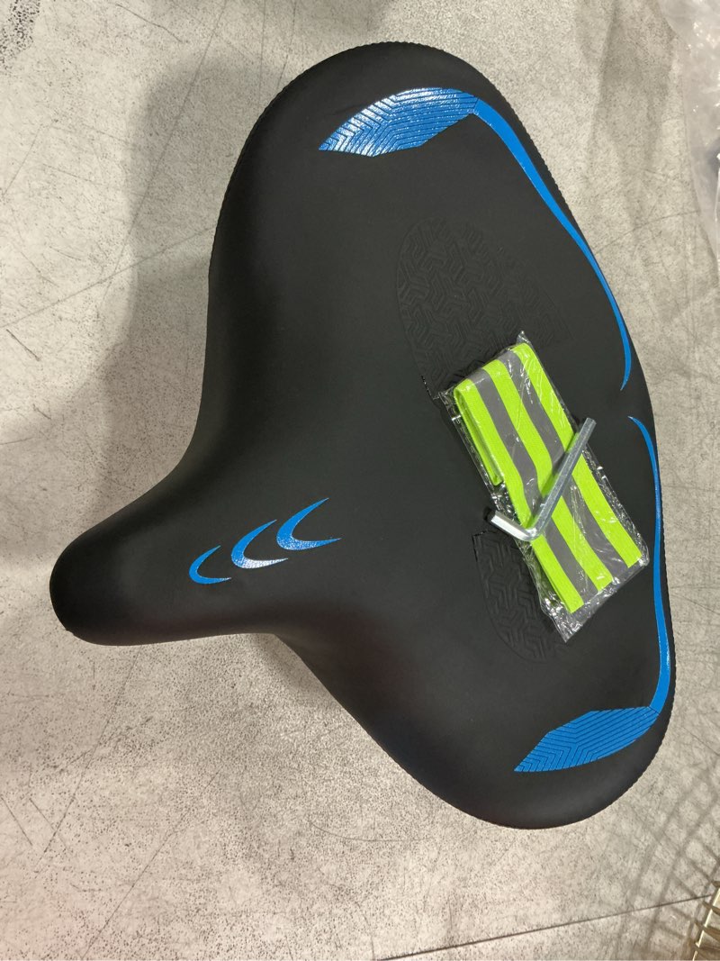 Condition photo showing Good Condition for cdywd oversized bike seat for men & women comfort, extra wide bicycle seat cushion, comfortable wing padded, large replacement saddle for peloton, stationary exercise bike, ebike, cruiser, city bike blue