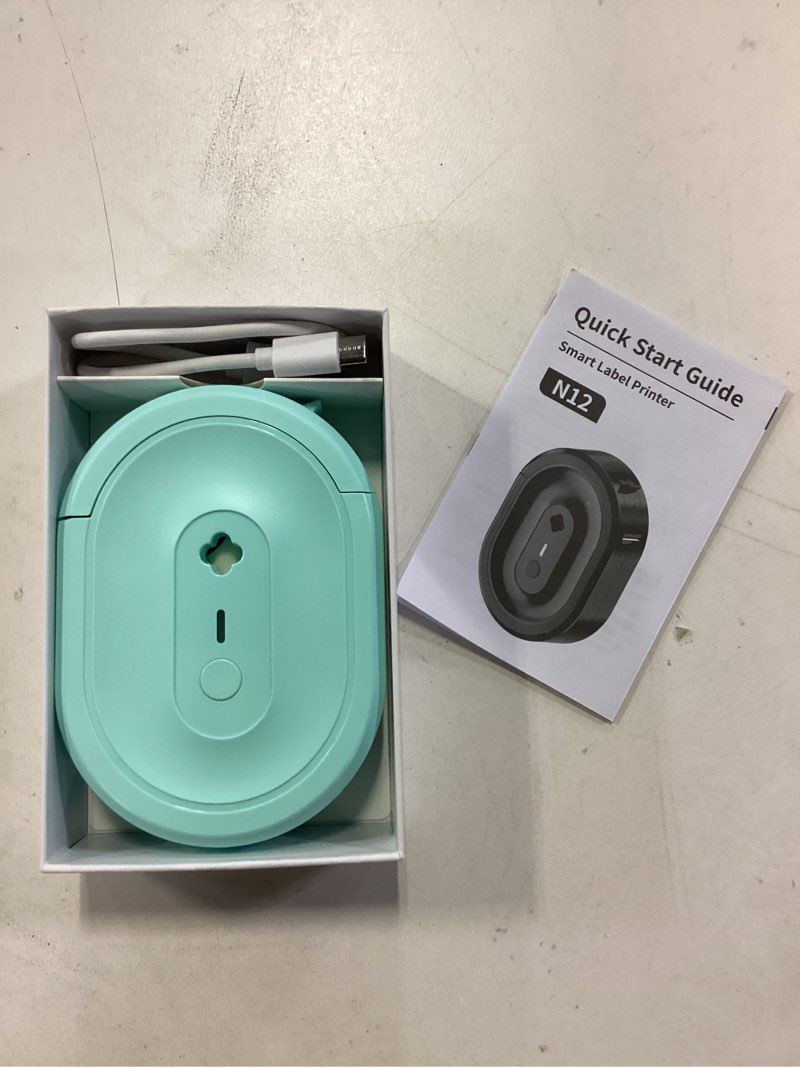 Condition photo showing Good Condition for Label Maker Machine with Tape, N12 Portable Bluetooth Label Printer, Wireless Mini Label Makers Thermal Sticker with Multiple Templates for Home, Kitchen, School, Office Organization Green