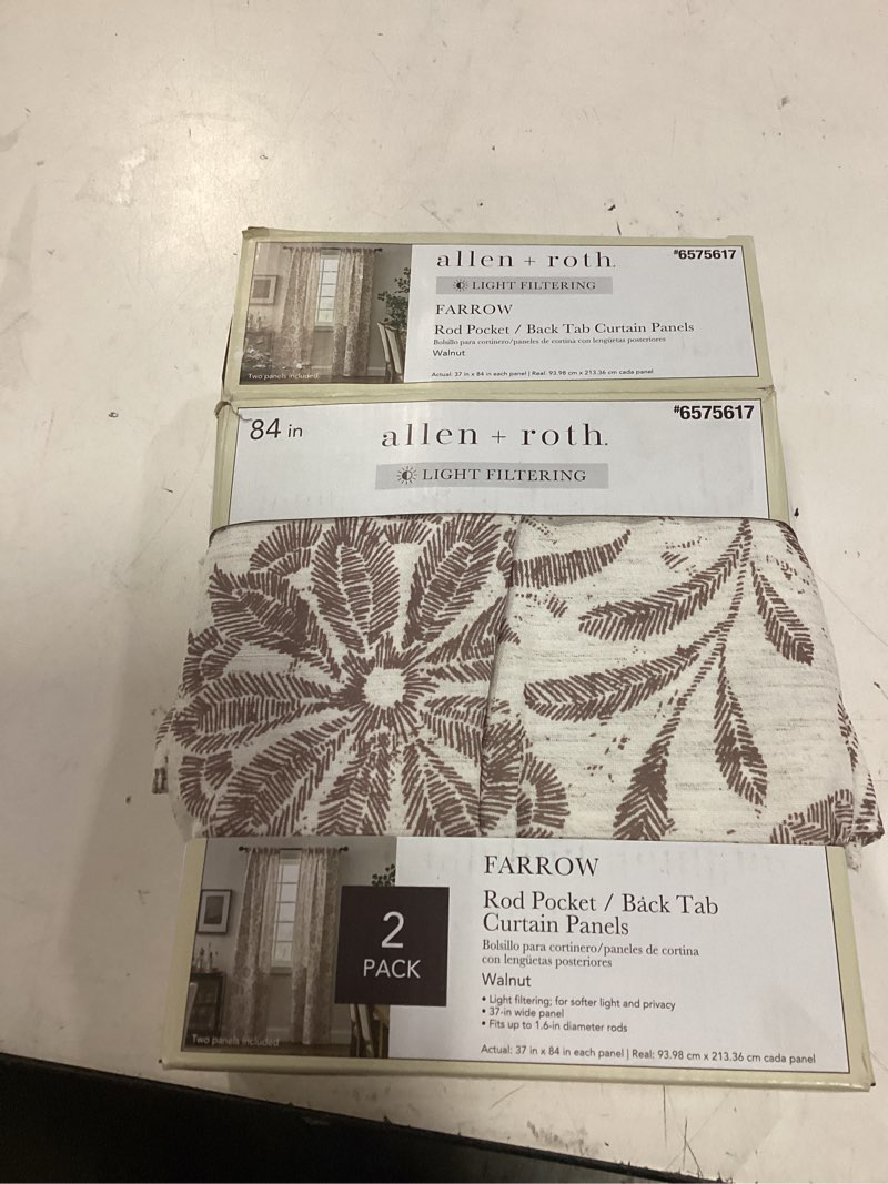 Condition photo showing As Is for similar allen + roth 84-in blue floral light filtering rod pocket curtain panel pair