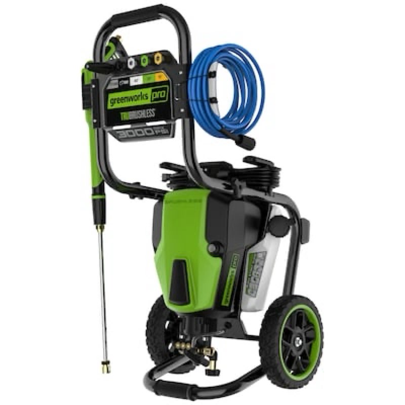 greenworks 3000-psi 2.0-gpm cold water electric pressure washer with 5 spray tips