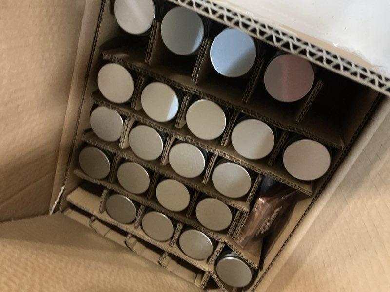 Condition photo showing Good Condition for dkovn 24pcs glass spice jars, 4oz empty spice jars with metal caps, labels, shaker lids, collapsible funnel, chalk pen, seasoning organizer for spice rack 24pcs 4oz set ( 21 piece only)