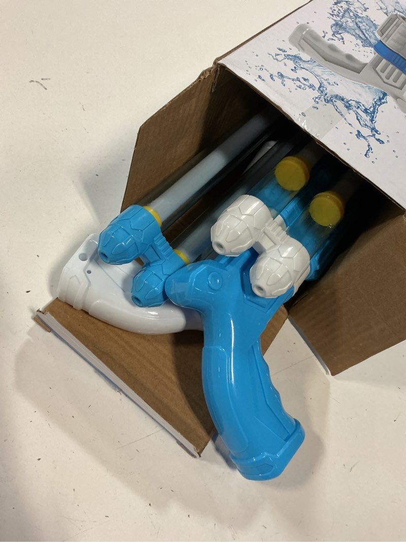 Condition photo showing Good Condition for 4 packs double-nozzles water blaster toys set for kids ages 3 4 5 6?pool beach water squirt guns with long shooting range and ergonomic handles, outdoor summer gifts for 3-6 4-8 year old boys girls squirt guns from 4 nozzles