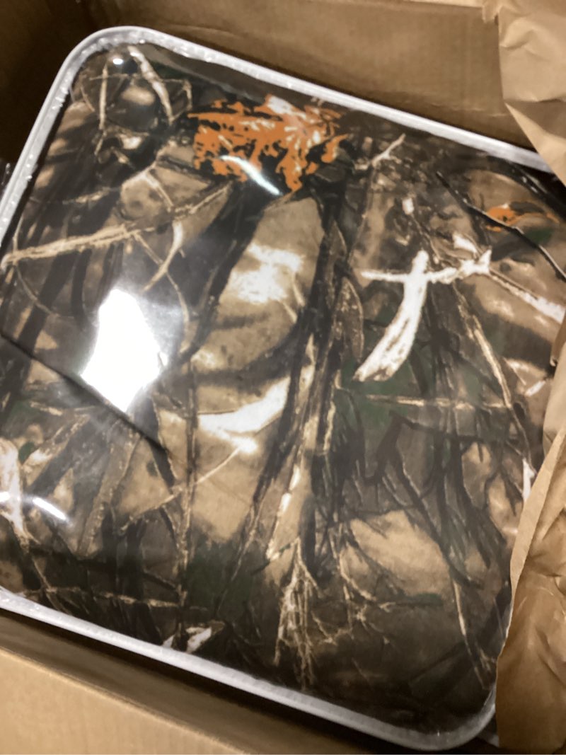 Condition photo showing Good Condition for bdk hunter camo car seat covers full set with camo steering wheel cover and seat belt cover pad – forest camouflage pattern, automotive front seat & bench back seat cover for cars trucks suv