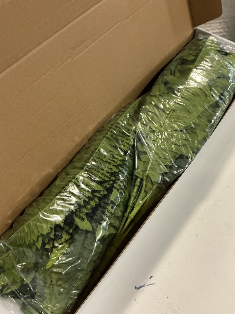 Condition photo showing New/Like New for 35" ferns artificial bush plants large, 2 artificial boston ferns with 39 fronds for outdoors home decor