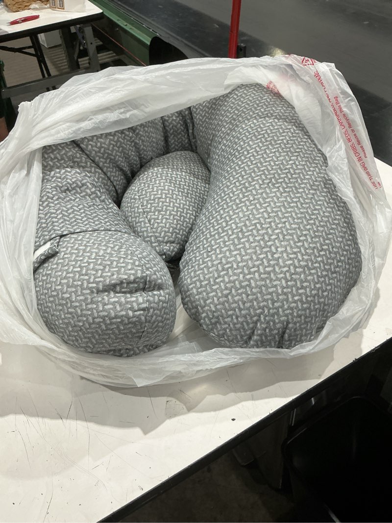Condition photo showing Good Condition for momcozy pregnancy pillow,original f shaped maternity pillow for pregnant women with adjustable wedge pillow, full body support pregnancy pillows for side sleeping with velvet cover, light grey air layer - grey