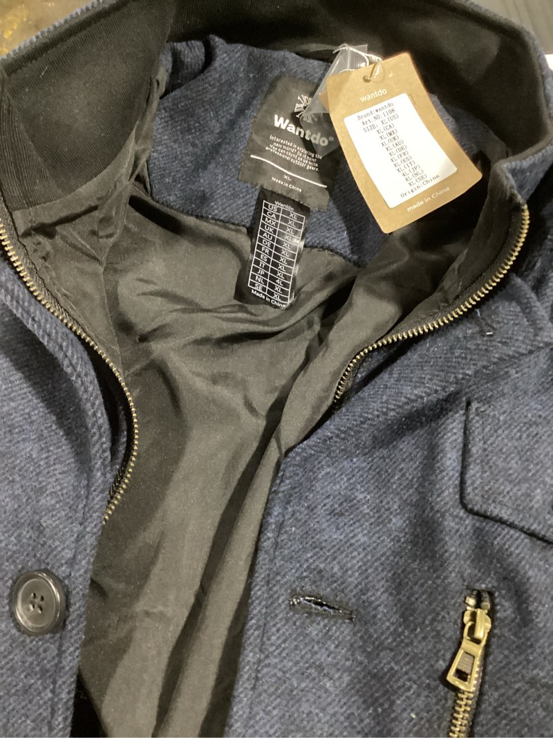 Condition photo showing Good Condition for similar to wantdo men's wool blend jacket stand collar windproof pea coat size xl