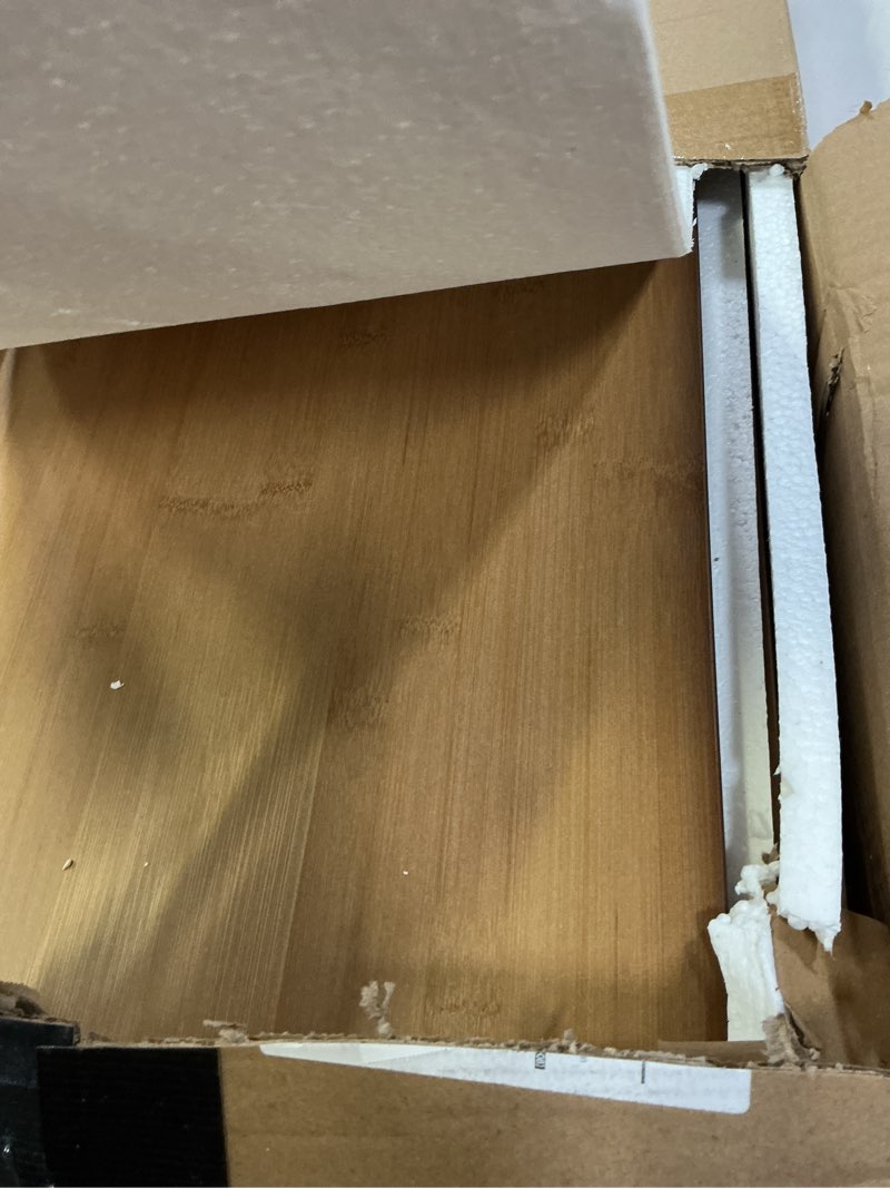 Condition photo showing As Is for wire shelf covers, bamboo wire rack covers for pantry, closet (4pcs, 24" w x 12" d) 24"w x 12"d 4