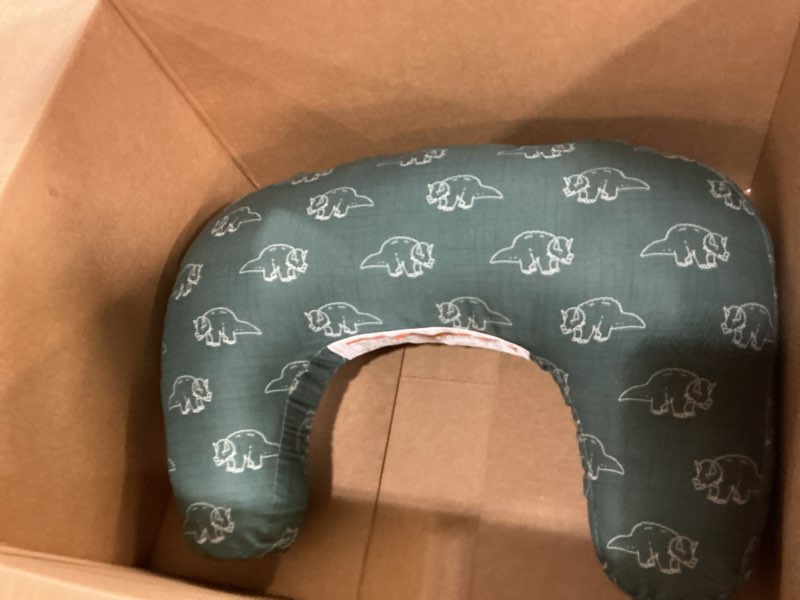 Condition photo showing Good Condition for Boppy Nursing Pillow - Firm, Ergonomic U-Shaped Bottle and Breastfeeding Pillow with High Lift for Comfort and Support, Spacious Surface - Forest Green Dinos New Nursing Pillow Forest Green Dinos