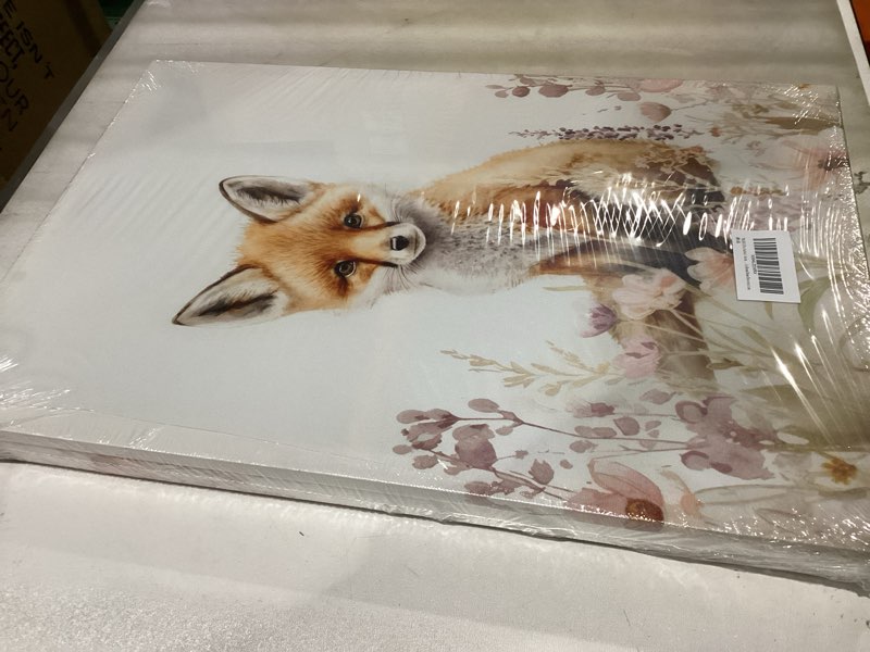 Condition photo showing New/Like New for TOLAN 3 Pcs Safari Animals Nursery Canvas Wall Art Girl Animal Floral Woodland Watercolor Prints Pictures Wall Decor Rabbit Fox Deer Watercolor Poster Printing Artwork for Girls Room Home Decoration Canvas 24L x16W-Canvas