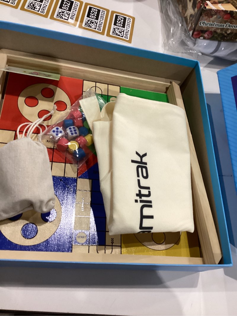 Condition photo showing Good Condition for 12 Inch Wooden Ludo Board Game & Snakes and Ladders 2-in-1 Reversible Classic Board Game for Adults, Includes 1 Parcheesi Board, 2 Dice, 1 Cup, 16 Tokens, Rules, Pouch & Carrying Bag