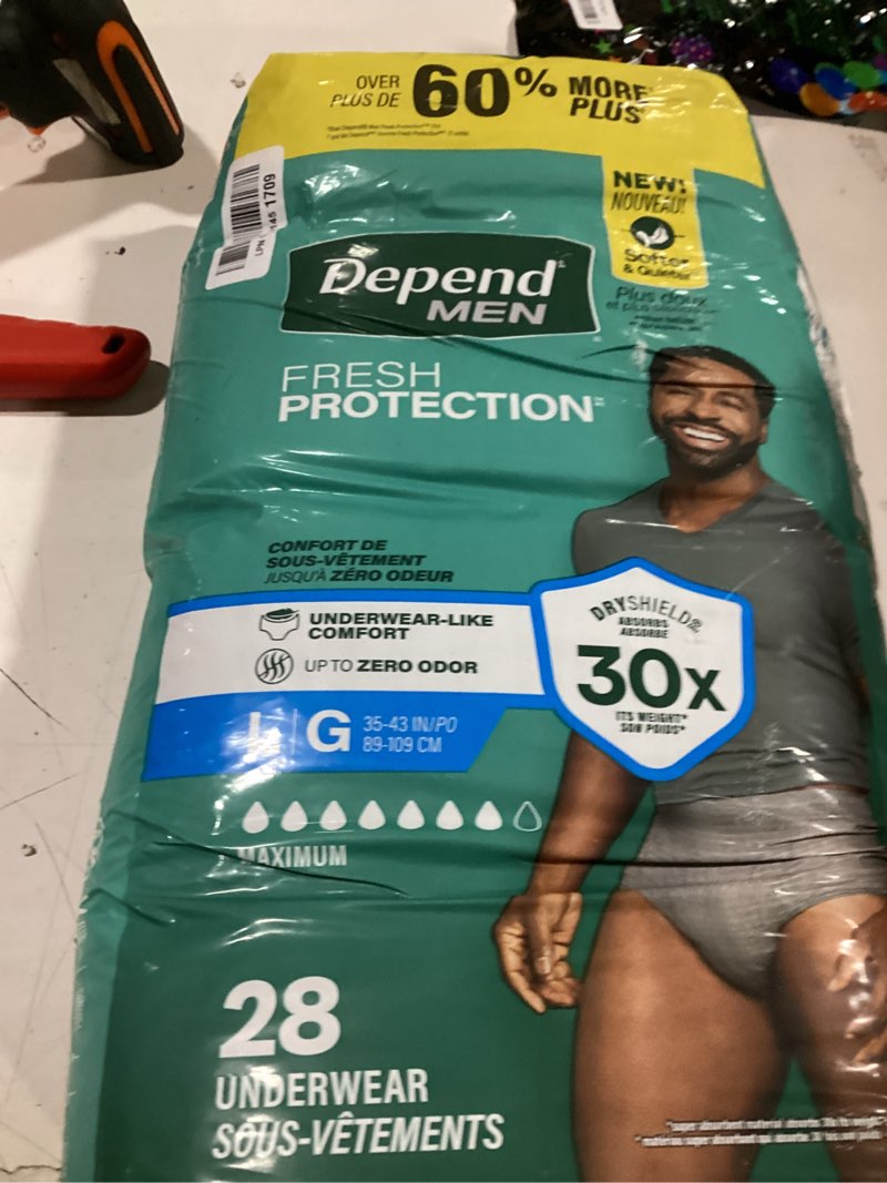 Condition photo showing Good Condition for depend fresh protection adult diapers for men, large, 28 count large 28
