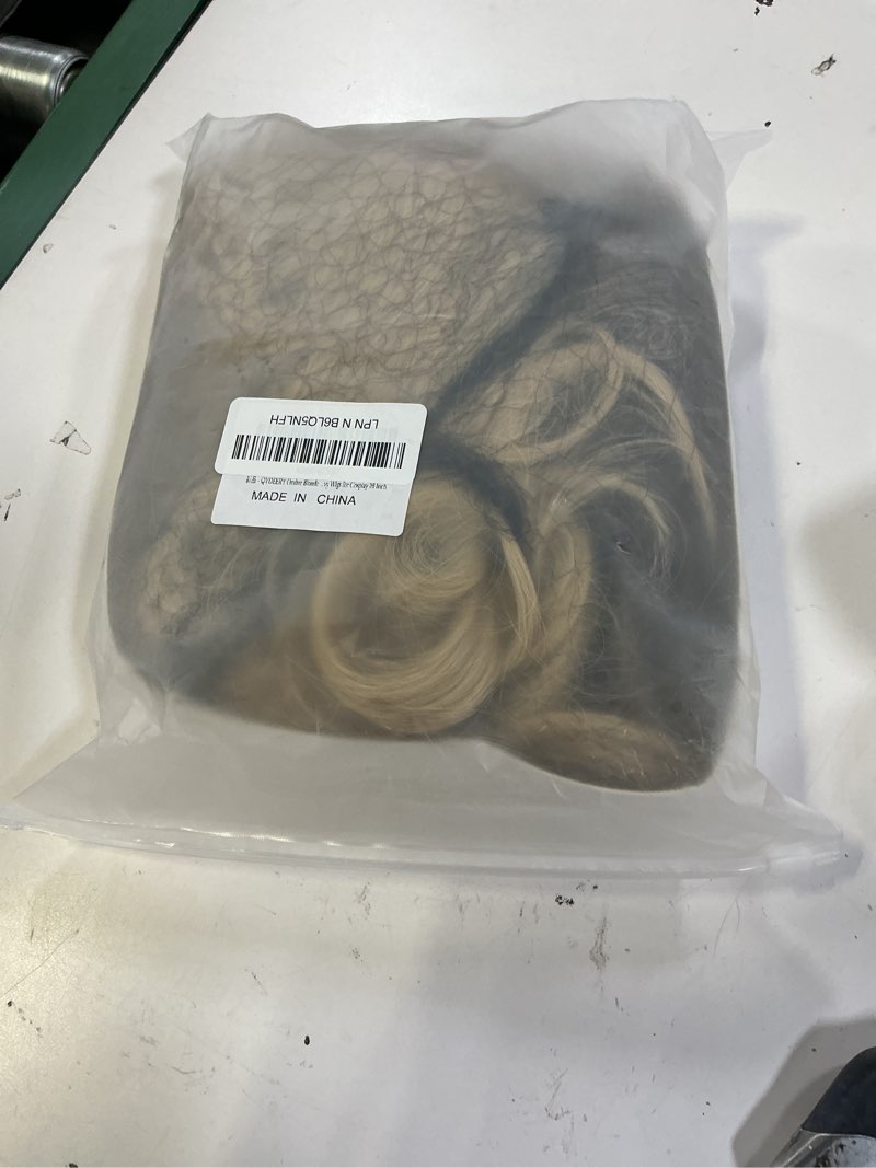 Condition photo showing As Is for ombre blonde wig with bangs for women 613 synthetic curly wigs long blonde wavy wigs for cosplay 26 inch 26 inch ombre blonde wig