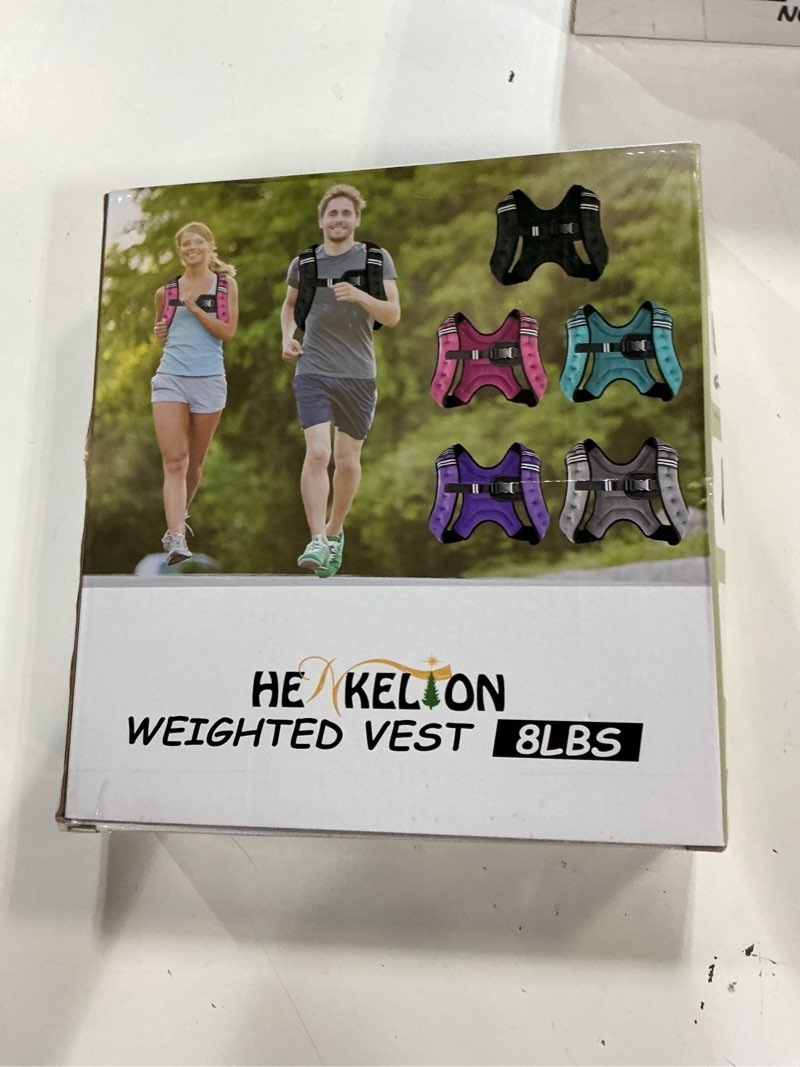 Condition photo showing New/Like New for henkelion weighted vest weight vest for men women kids weights included, body weight vests adjustable for running, training workout, jogging, walking 8 lbs grey