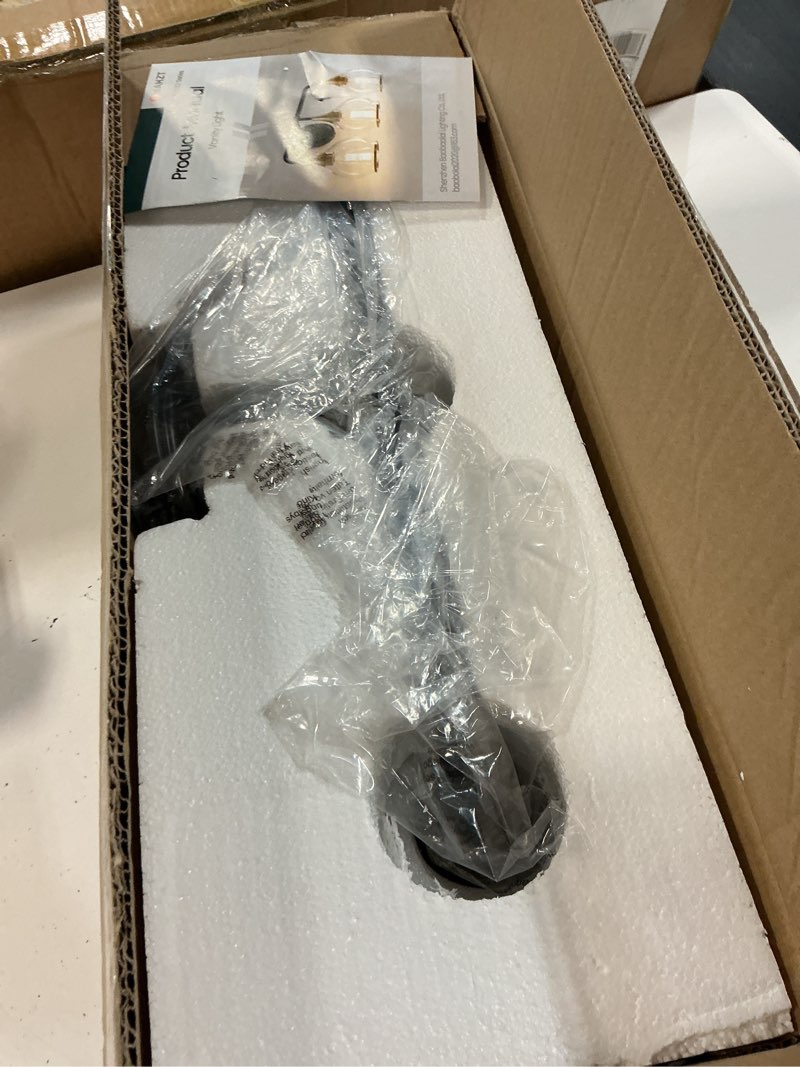 Condition photo showing Good Condition for black and gold bathroom vanity light 3-lights bathroom light fixtures over mirror with clear glass shade 22.4 inch wall sconce lighting bath(exclude e26 bulb) black and gold 3 light