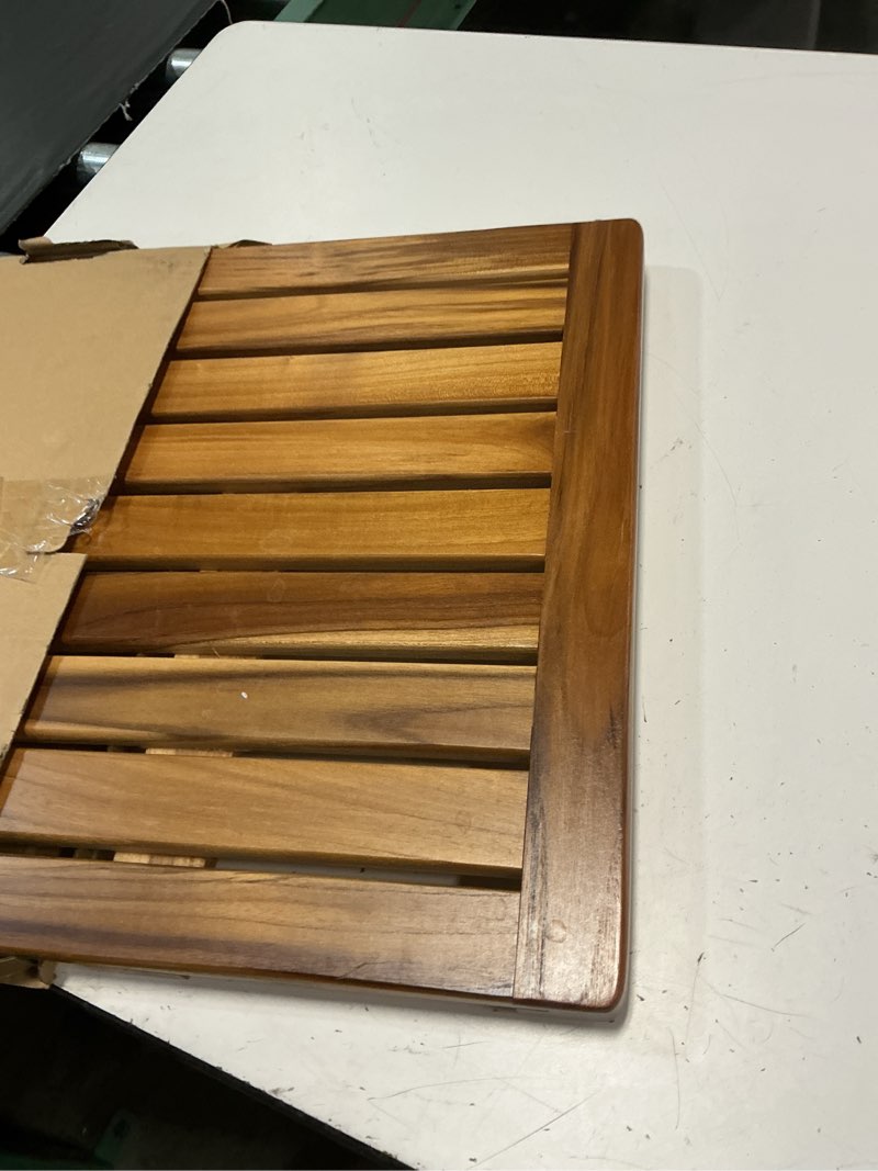 Condition photo showing As Is for utoplike (24"x18") teak wood bath mat, shower mats for bathroom, large for spa home or outdoor 24" x 18" (rectangular)
