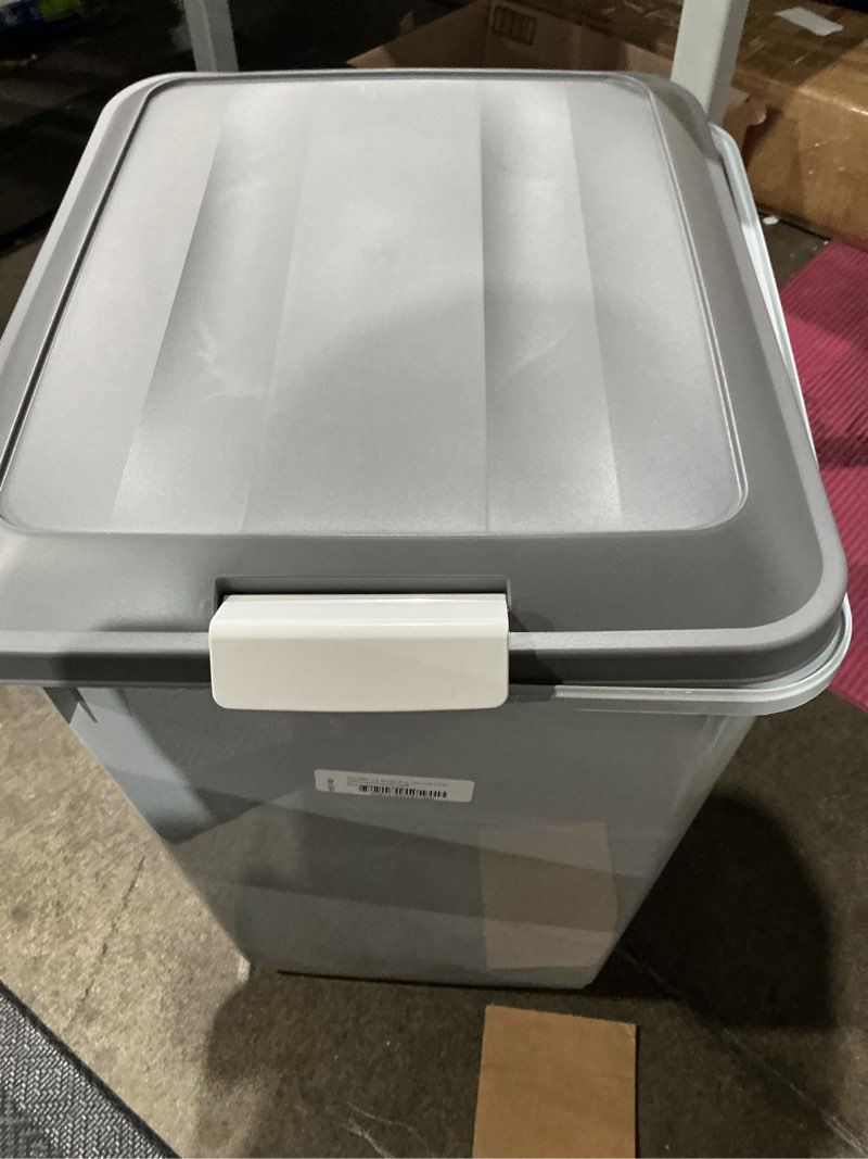 dog food storage container with wheels, 2-cup scoop, gray/dark gray