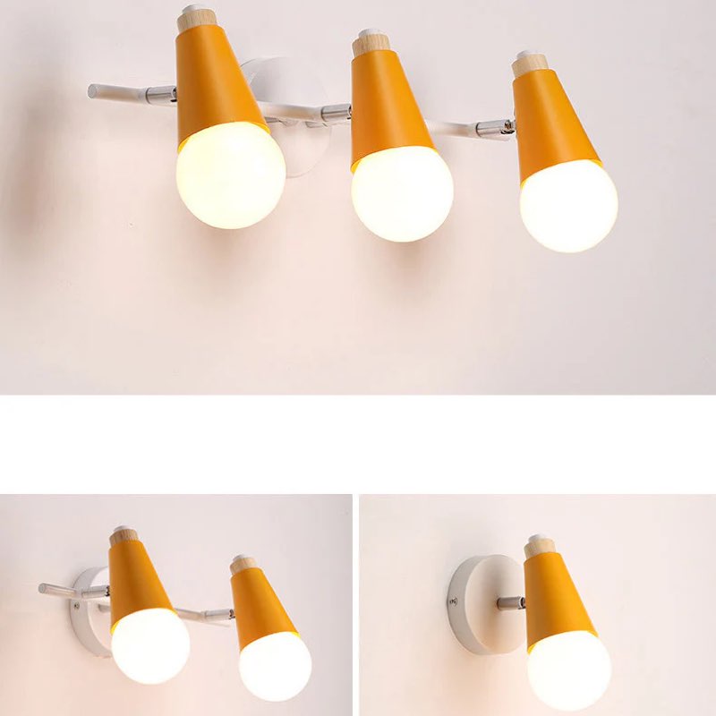 Simplicity Wood Iron Horn Cone 1/2/3 Light Wall Sconce Lamp For – BulbSquare