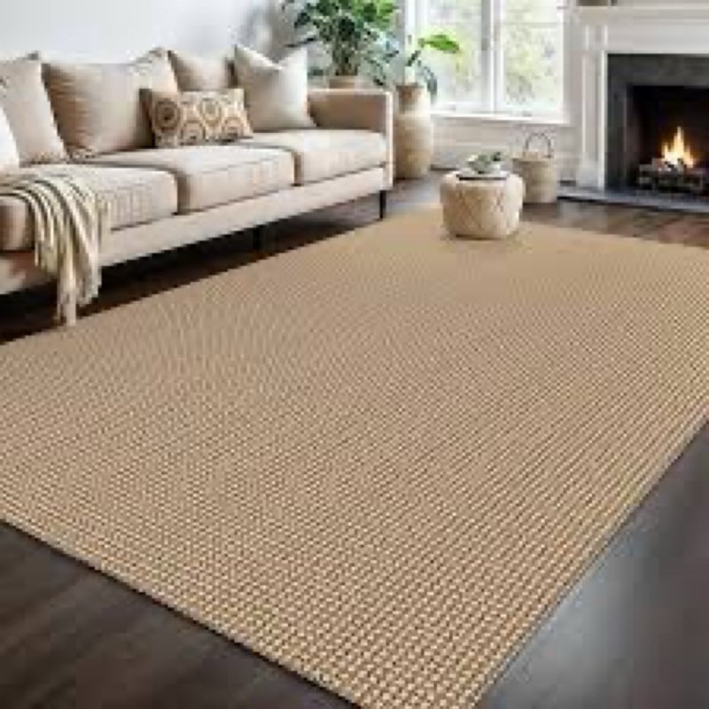 Machine Washable Cotton Area Rug with Non-Slip Backing? Tan/Brown 183x274 cm 