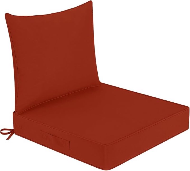downluxe outdoor chair cushions 19x16 with removable cover, waterproof patio furniture cushions, deep seat cushions for outdoor furniture with backrest for sofa, couch and patio chairs, brick red
