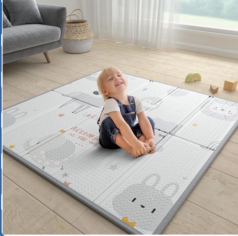  ZEEBABA Baby Play Mat, 47"x47" Foldable & Reversable Play Mat, 0.4" Thick Waterproof Foam Play Mat, Unicorn Baby Mat, Foam Play Mat for Babies and Toddlers for 47 inch Playpen