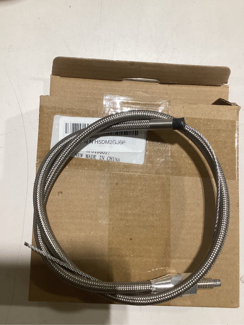 Condition photo showing As Is for 5657 Stainless Adjustable Steel Braided Throttle Cable Kit. 36" in cable 24" Sleeve