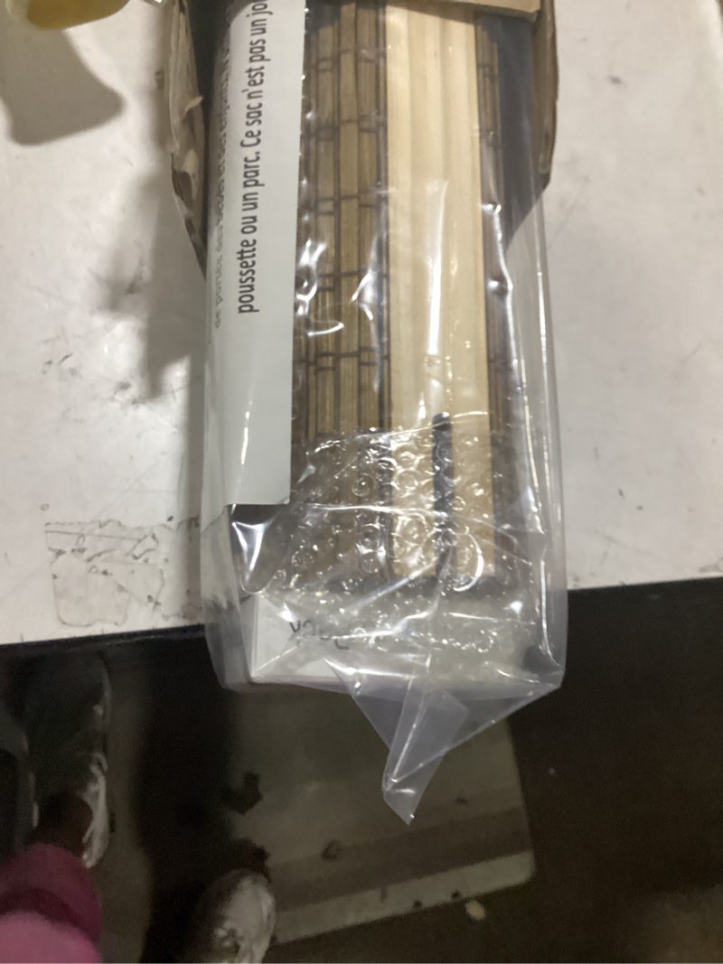 Condition photo showing Good Condition for cordless bamboo roman shades for windows, blinds size (29.5" w ×64" h) colour (highfield teak) highfield teak 29.5" w × 64" h