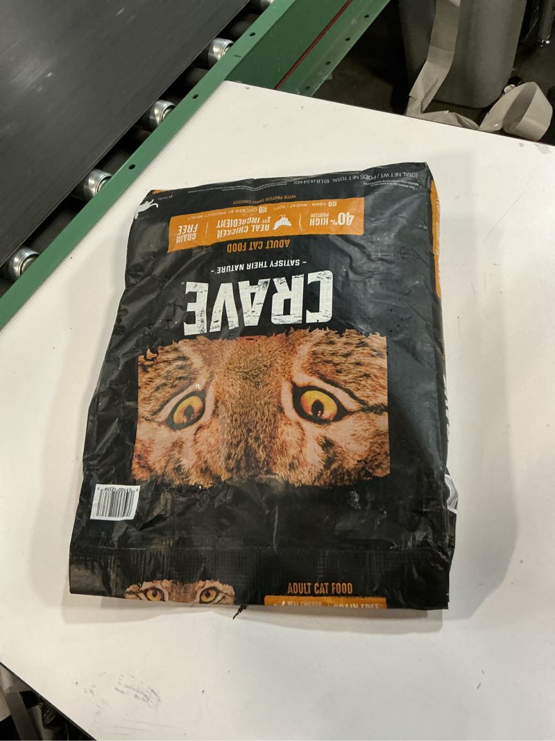 Condition photo showing New/Like New for ( BB/03/25/2026) CRAVE Grain Free Adult High Protein Natural Dry Cat Food with Protein from Chicken, 10 lb. Bag Adult Chicken 10 Pound (Pack of 1)