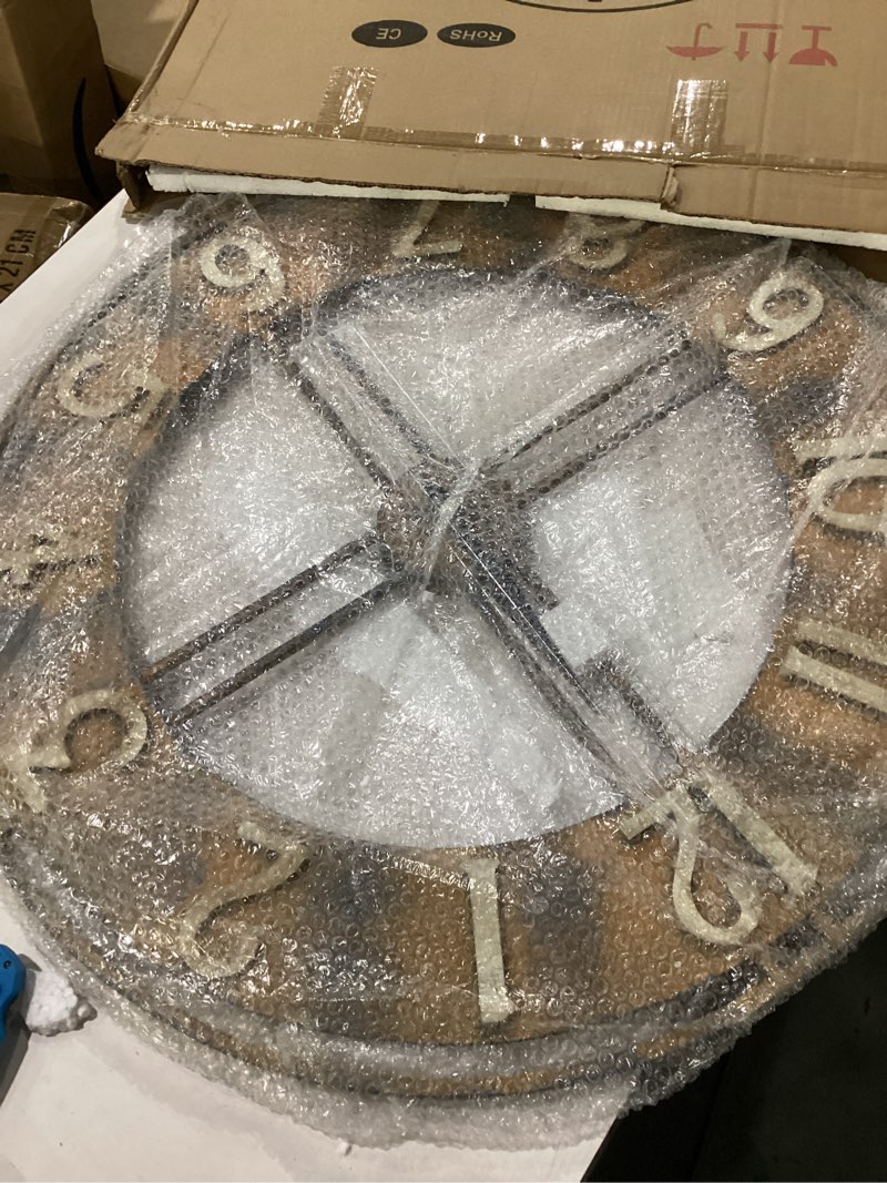 Condition photo showing New/Like New for 30-inch large metal decorative rusty wall clock with arabic numerals