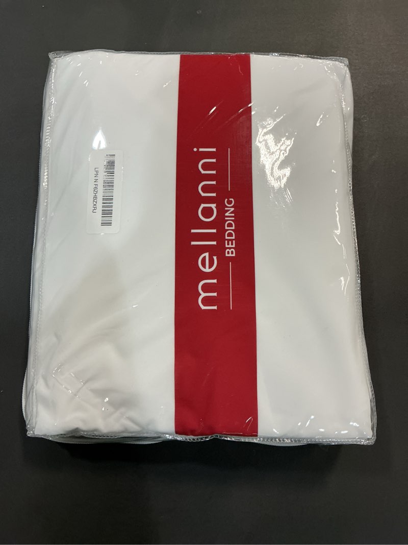 Condition photo showing New/Like New for mellanni full sheets set - 4 pc iconic collection bedding - hotel luxury, extra soft, cooling bed sheets - wrinkle, fade, stain resistant (full, white) 1102 white full
