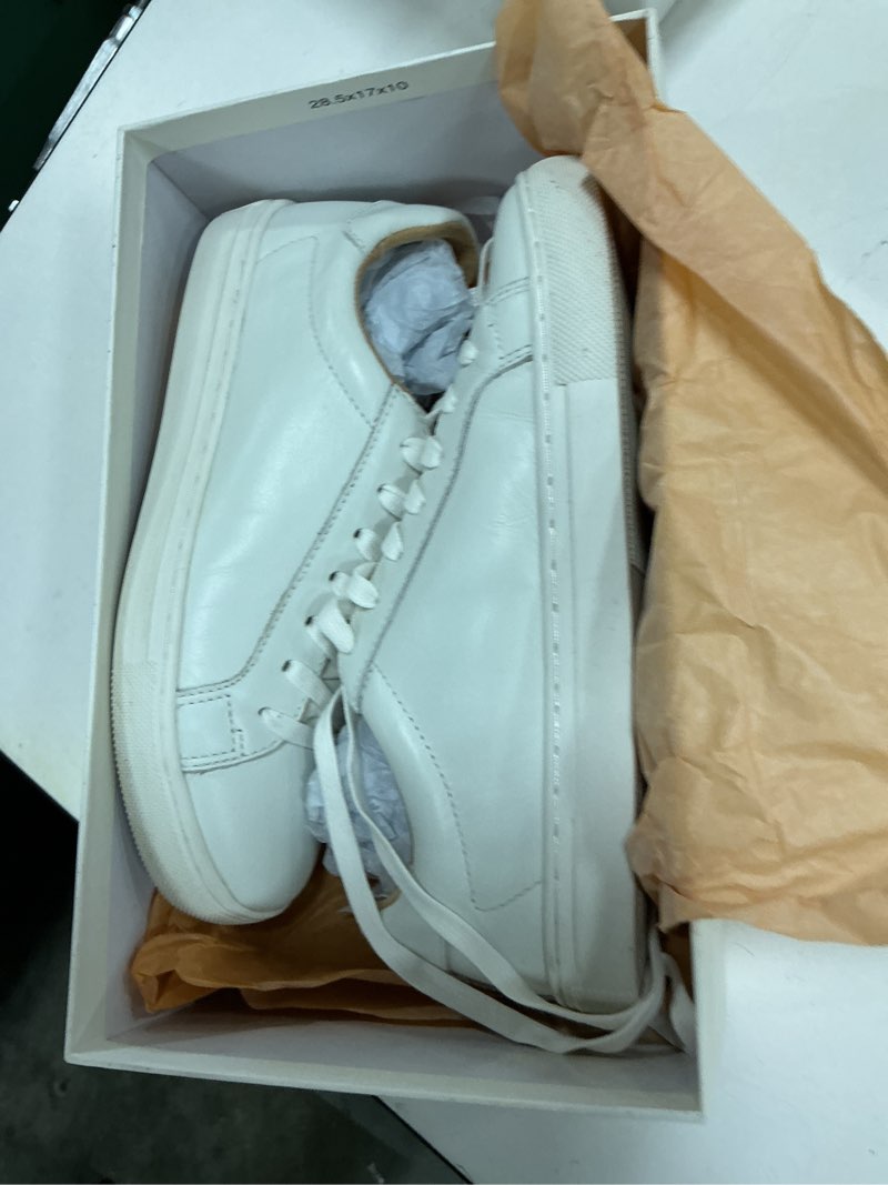Condition photo showing As Is for 100% leather everyday sneaker, 7, white