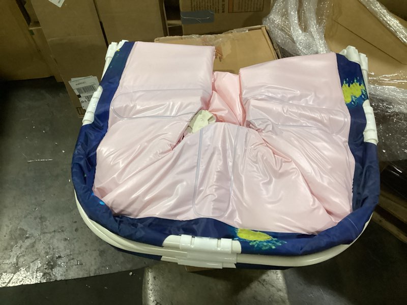 Condition photo showing As Is for simcat portable foldable bathtub collapsible tub travel bath tub for shower soaking hot spa and ice bath tub (cosmic planets)