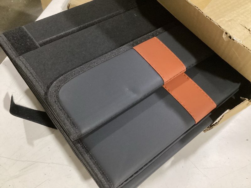 Condition photo showing Good Condition for fyzeoty car organizers and storage - trunk organizer for suv car,car trunk leather storage box,extra large,magnetic lid,collapsible and adjustable extra large orangestripe-checkered