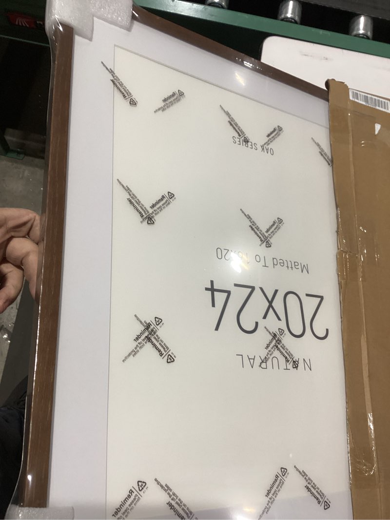 Condition photo showing As Is for Yaetm 20x24 Picture Frame Matted to 16x20 - Brown Walnut, Solid Wood 20 x 24 Frame for Poster & Art Print, Lightweight, Horizontal and Vertical Wall Hanging for Photo Gallery (Single, Walnut) 20x24 - 1 pack Walnut