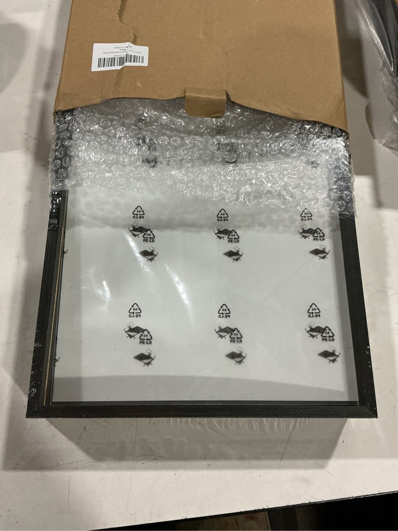 Condition photo showing Good Condition for egofine 11x14 floating frames set of 2, double plexiglass picture frame, made of solid wood display any size photo up to 11x14, wall mount or tabletop standing, faded black faded black 11x14