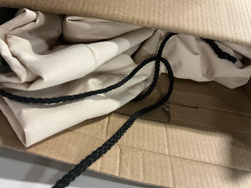 Condition photo showing As Is for elemental taupe polyester umbrella patio furniture cover
