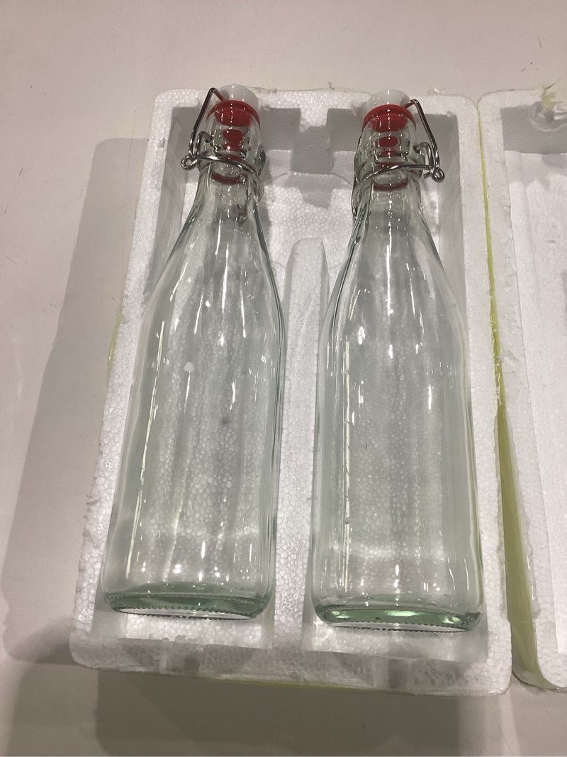 Condition photo showing New/Like New for 2 pack swing top glass bottles,16oz flip glass bottle with airtight lid | airtight flip top seal,ideal for vanilla extract,kombucha,mead,juice,wine,home brewing & fermentation